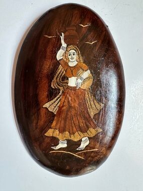 MCM Inlaid Wood Woman Carrying Water Eqyptian Gallery Wall